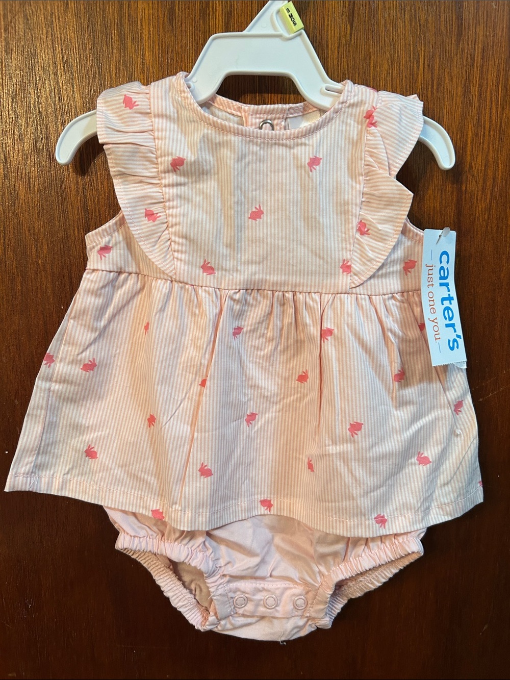 Carter's Pink Striped Dress with Connected Bloomers with Tiny Bunny Print
